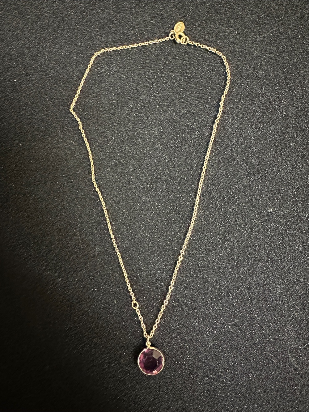 Vintage Avon Gold-Tone Necklace with Faceted Faux Amethyst Pendant